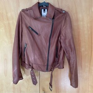 Soia & Kyoโ Congac Leather Moto Jacket Large